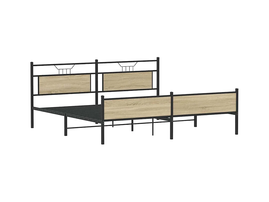 Cadre de lit en métal sans matelas chêne sonoma 200x200 cm