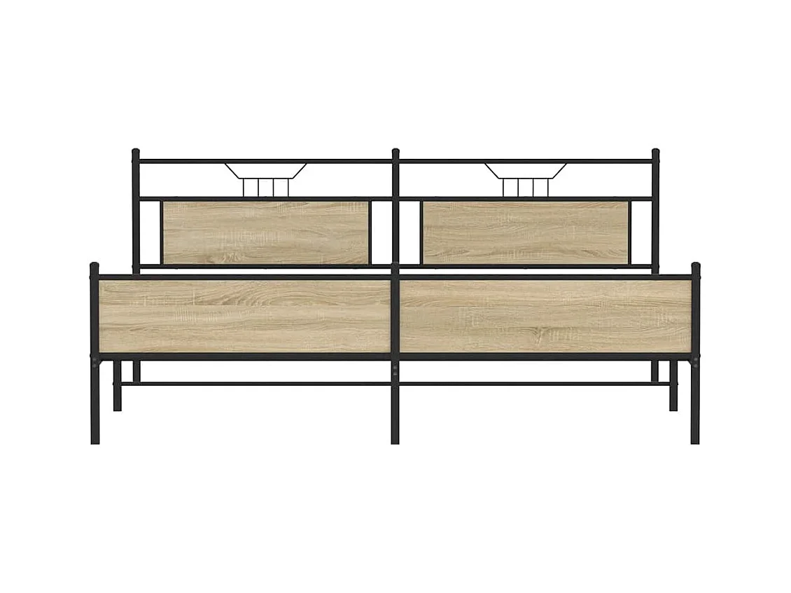 Cadre de lit en métal sans matelas chêne sonoma 200x200 cm