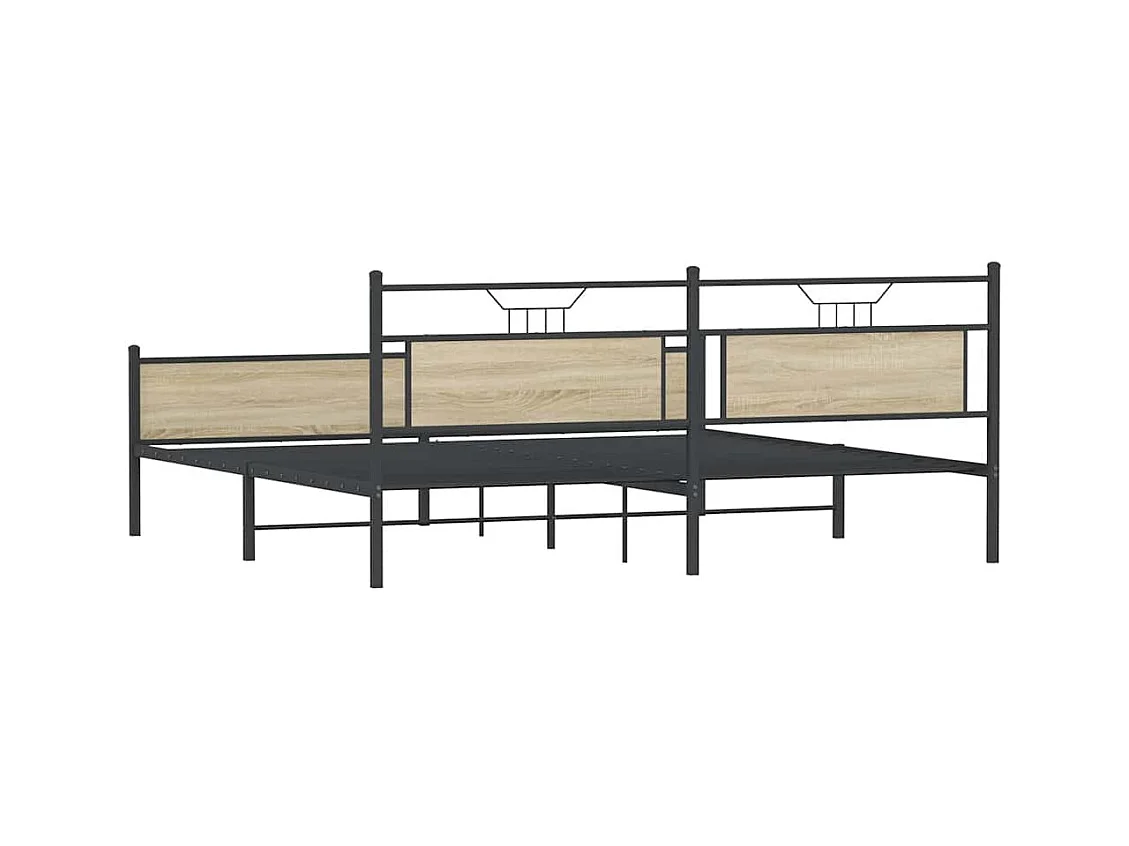 Cadre de lit en métal sans matelas chêne sonoma 200x200 cm