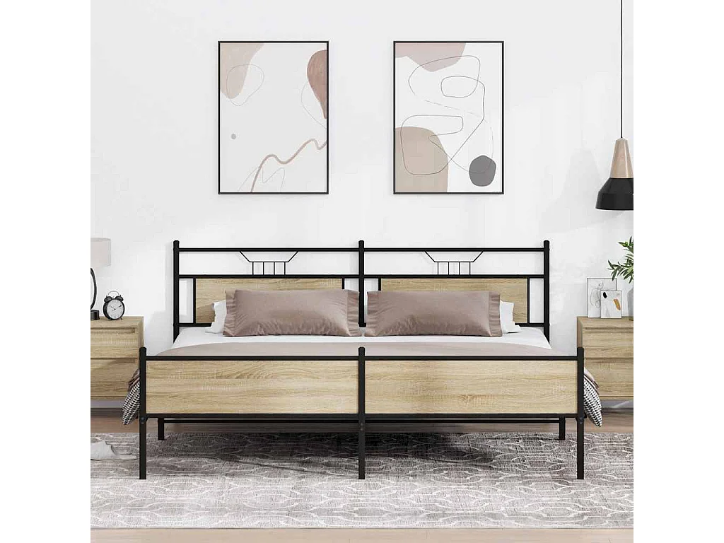 Giroletto senza Materaso in Metallo Rovere Sonoma 200x200 cm