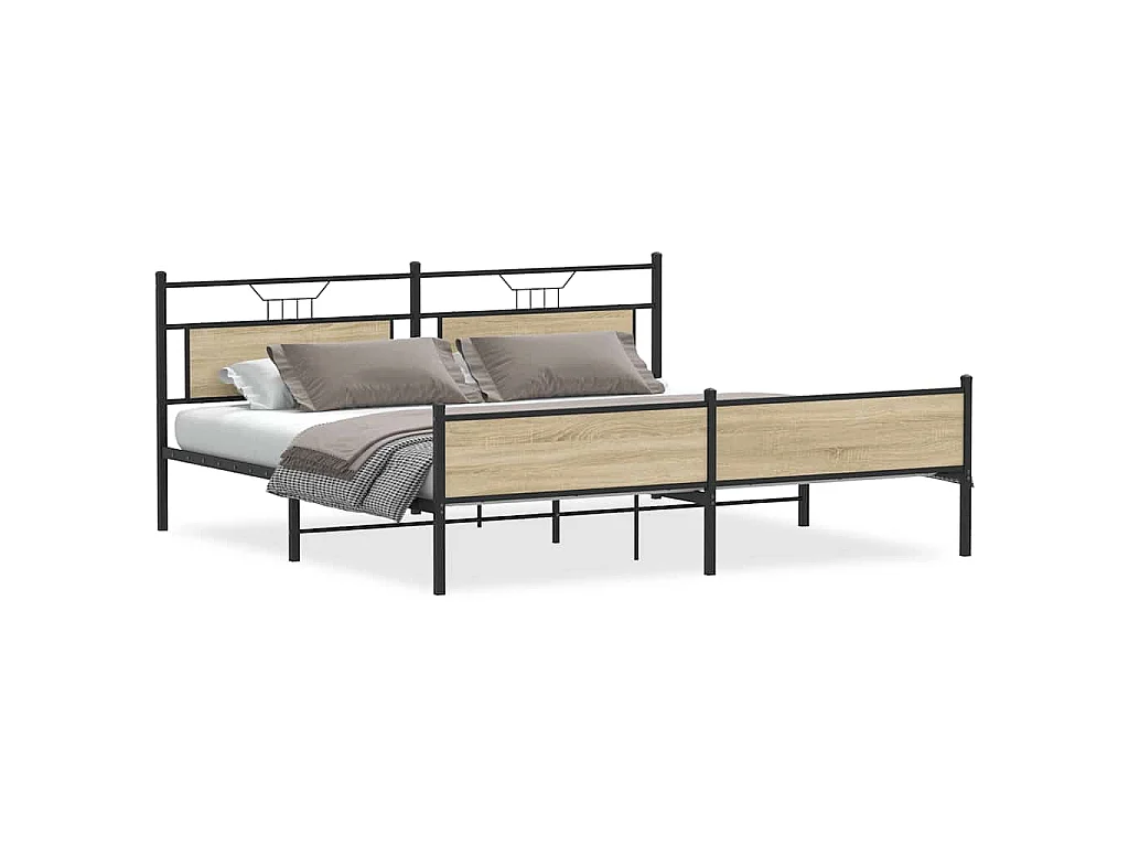 Bedframe zonder matras metaal sonoma eikenkleur 200x200 cm