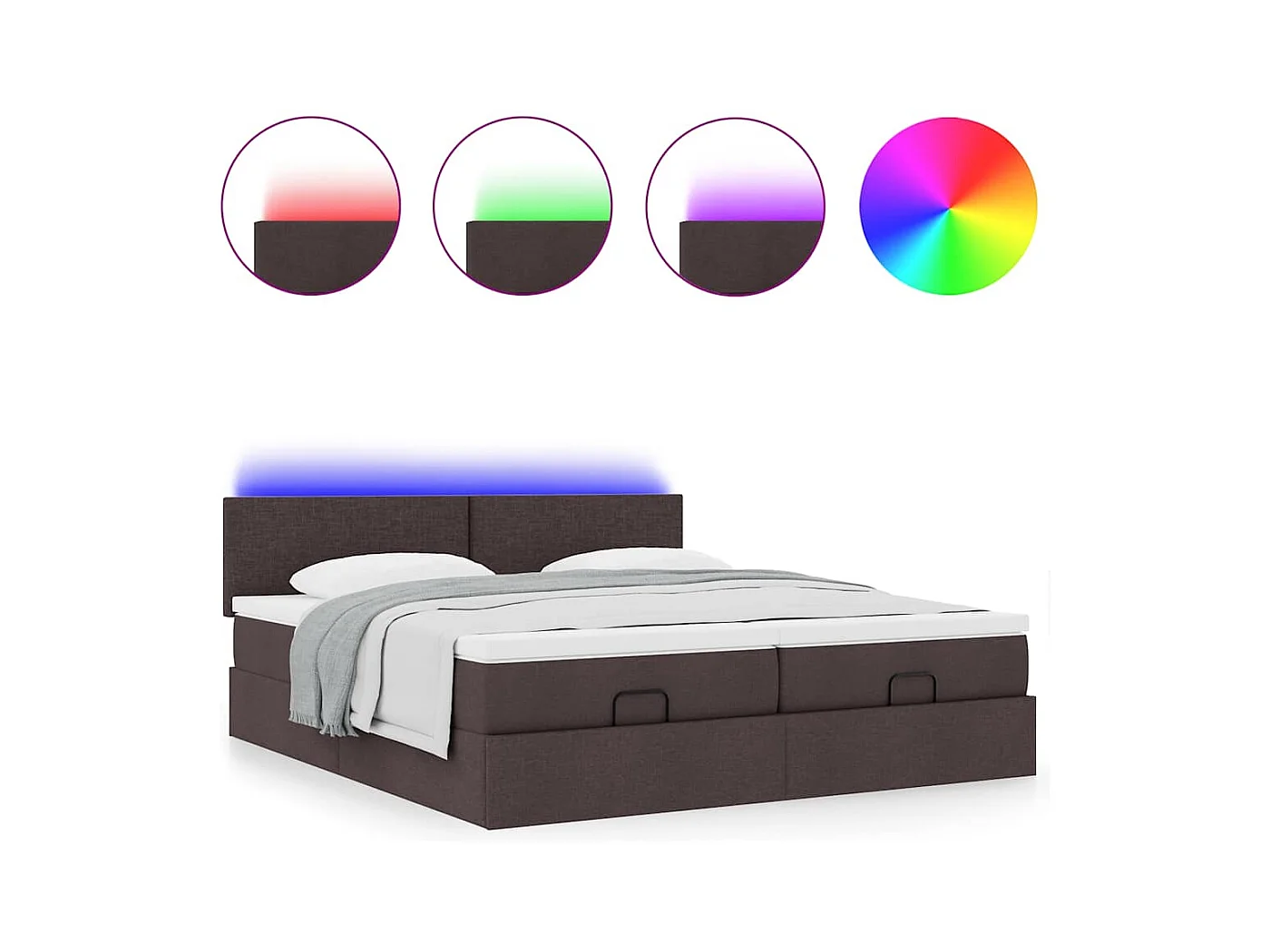 Cadre de lit ottoman avec matelas marron foncé 200x200 cm tissu