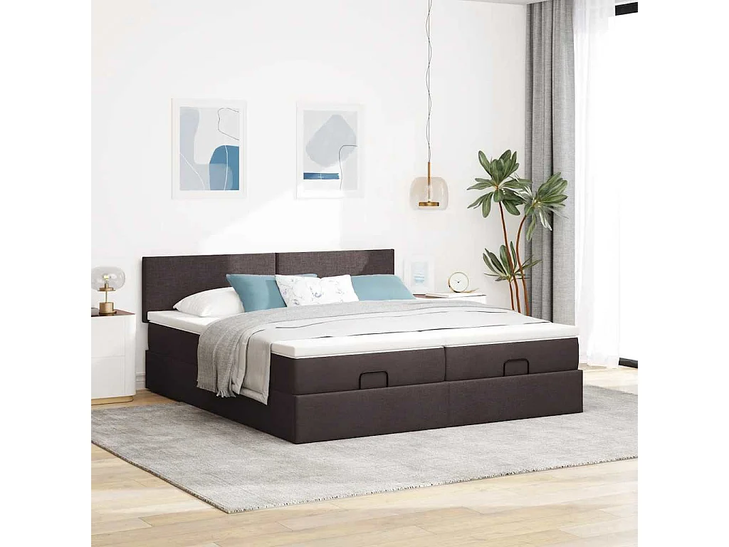 Struttura Letto Pouf con Materassi 200x200 cm in Tessuto