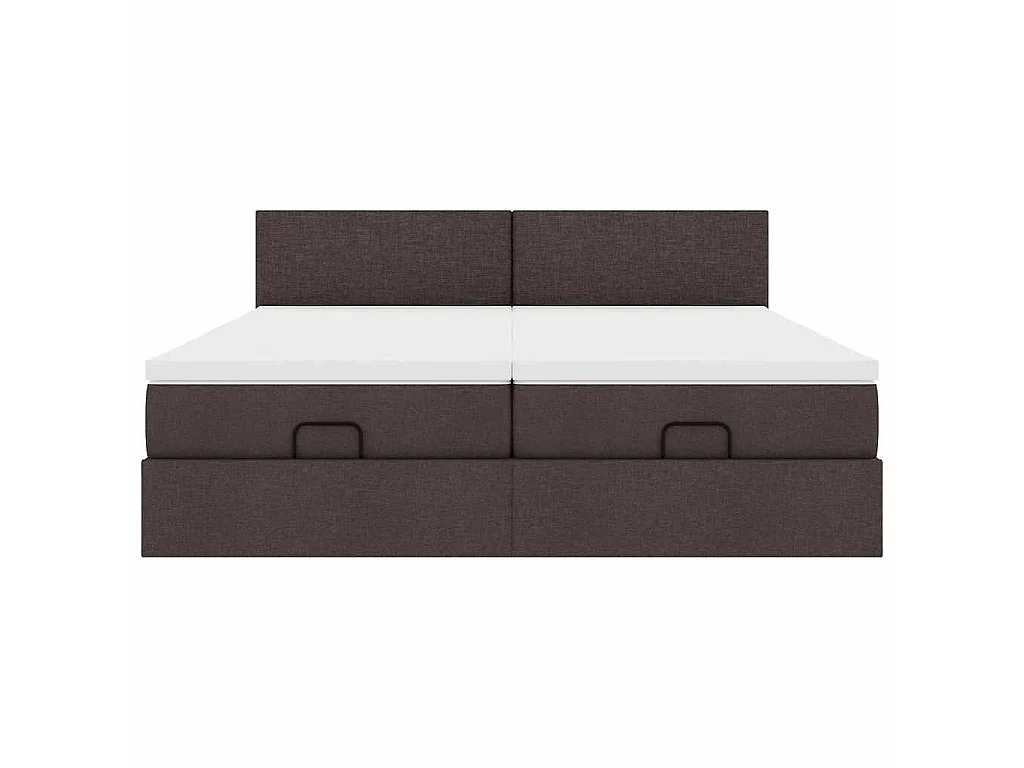 Ottoman-Bett mit Matratzen & LEDs Dunkelbraun 200x200 cm Stoff