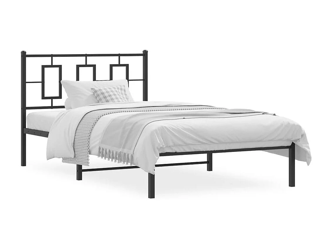 Bettgestell mit Kopfteil Metall Schwarz 107x203 cm
