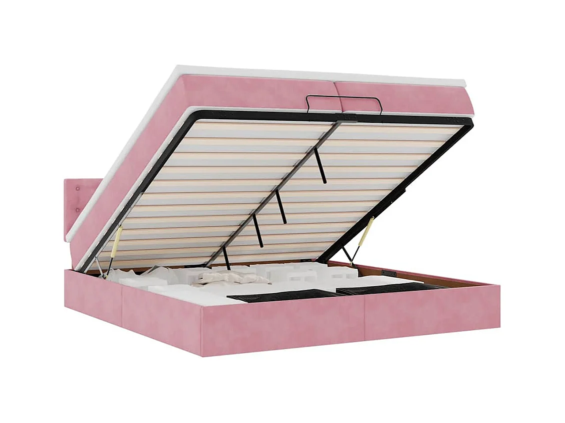 Ottoman bed met matrassen en LED's 200x200cm fluweel roze