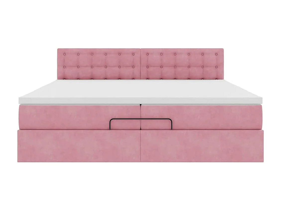 Ottoman bed met matrassen en LED's 200x200cm fluweel roze