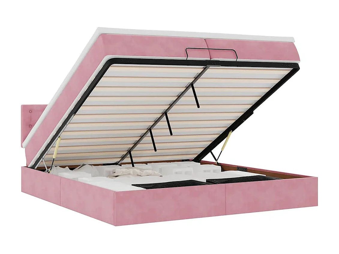 Ottoman-Bett mit Matratzen & LEDs Rosa 200x200 cm Samt