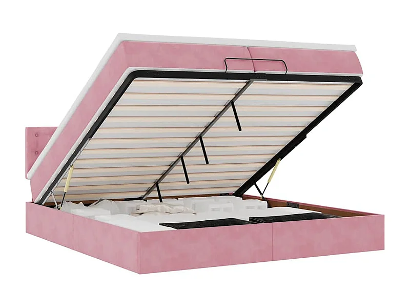 Ottoman-Bett mit Matratzen & LEDs Rosa 200x200 cm Samt