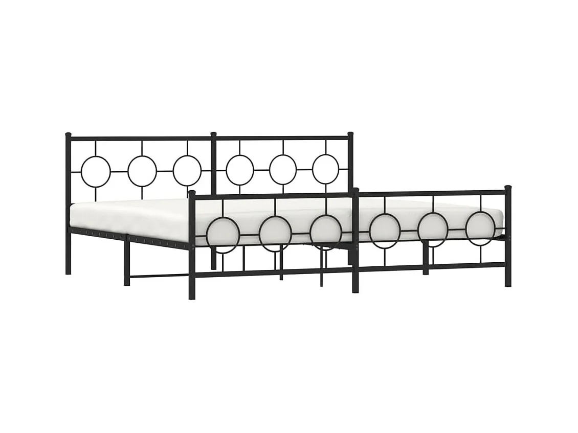 Estrutura de cama com cabeceira e pés 193x203 cm metal preto