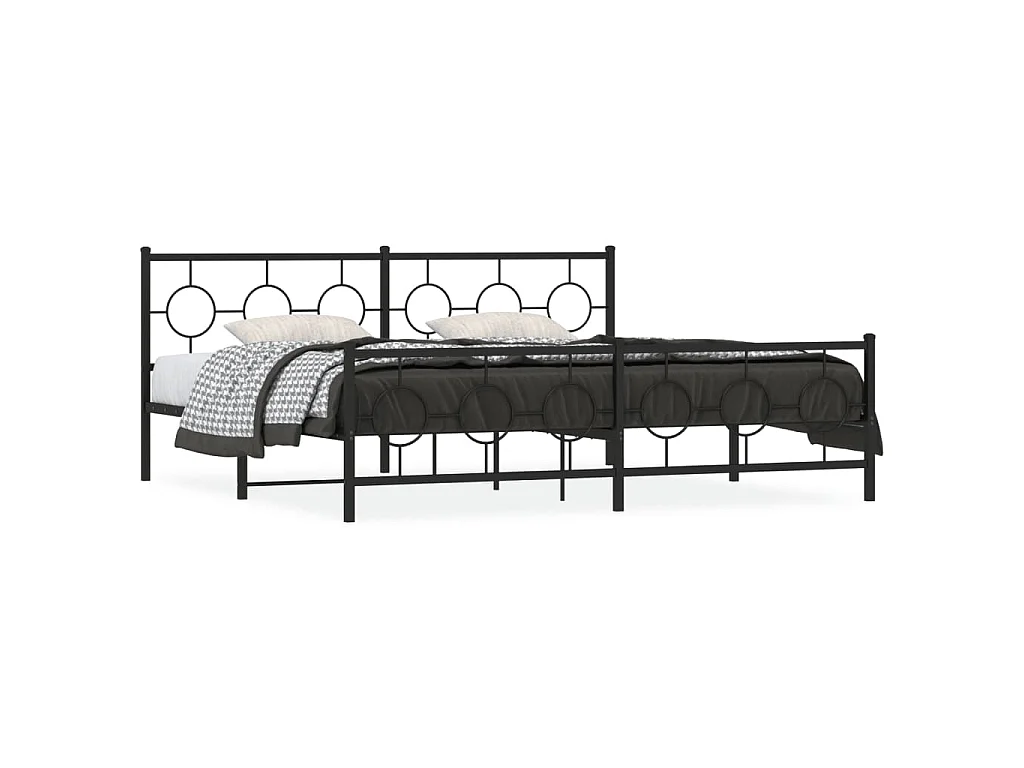Estructura cama sin colchón con estribo metal negro 193x203 cm