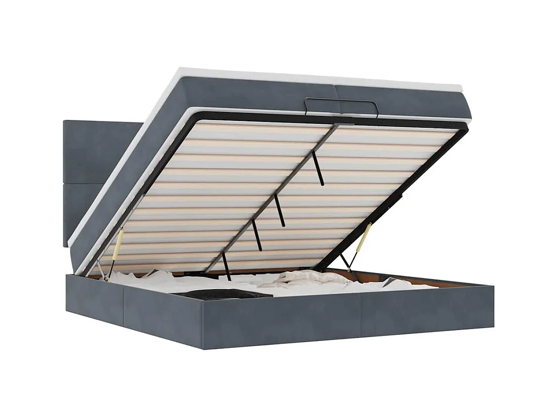 Ottoman-Bett mit Matratzen Dunkelgrau 200x200 cm Samt