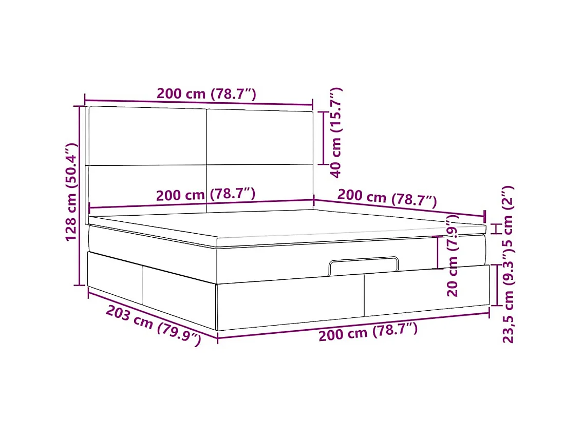Ottoman-Bett mit Matratzen Dunkelgrau 200x200 cm Samt