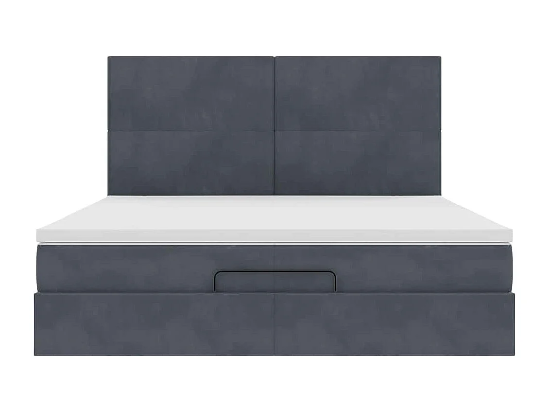 Ottoman-Bett mit Matratzen Dunkelgrau 200x200 cm Samt