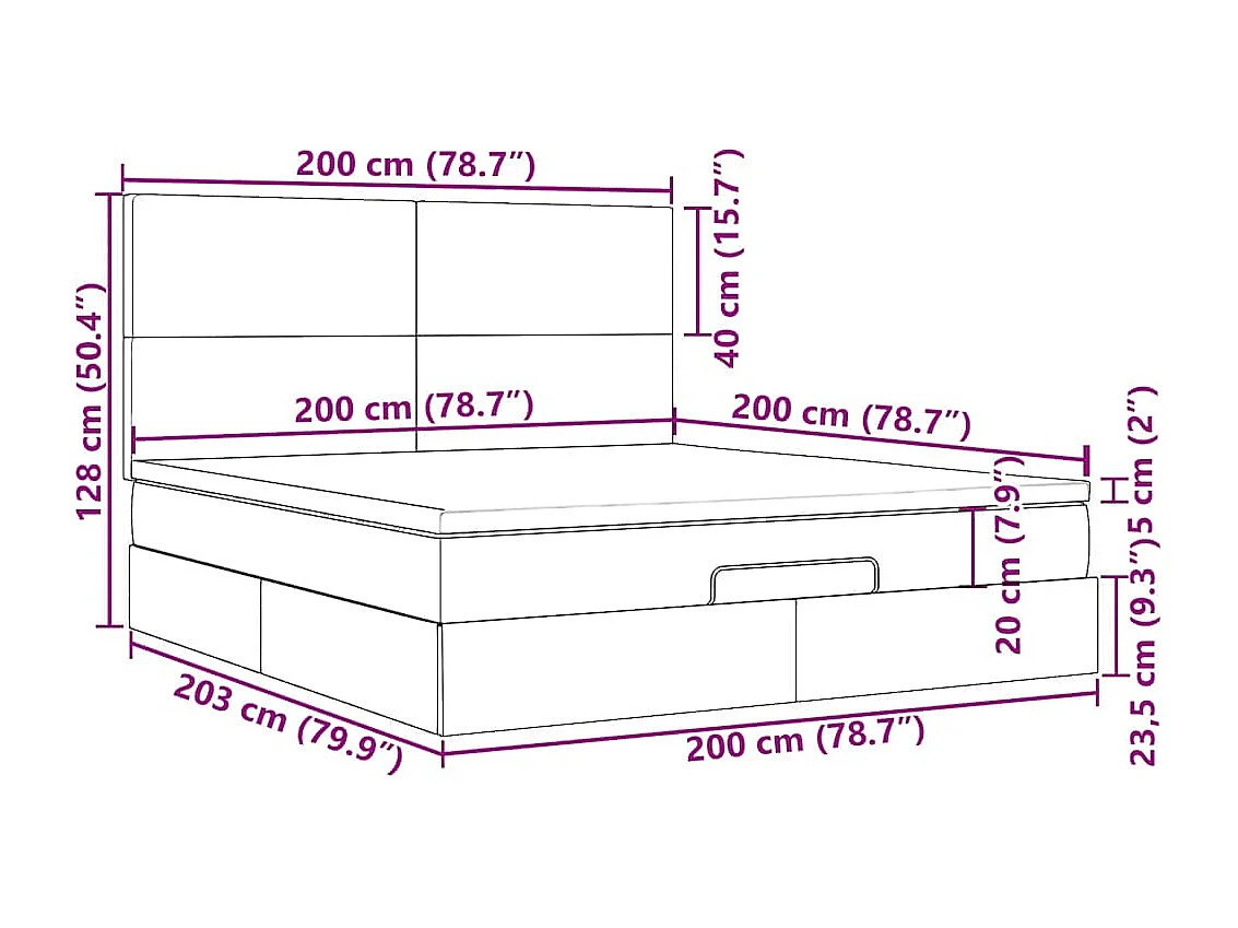 Ottoman-Bett mit Matratzen Dunkelgrau 200x200 cm Samt