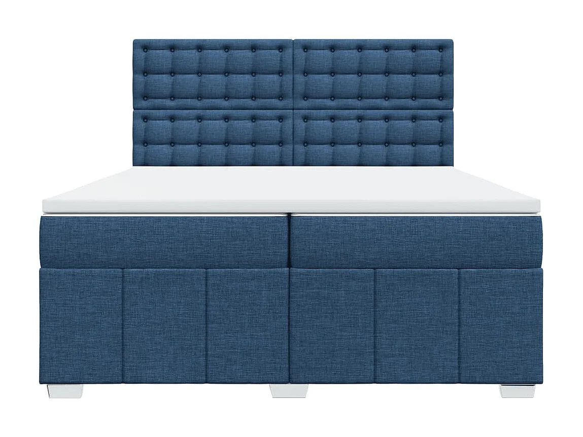 Sommier à lattes de lit avec matelas Bleu 200x200 cm Tissu