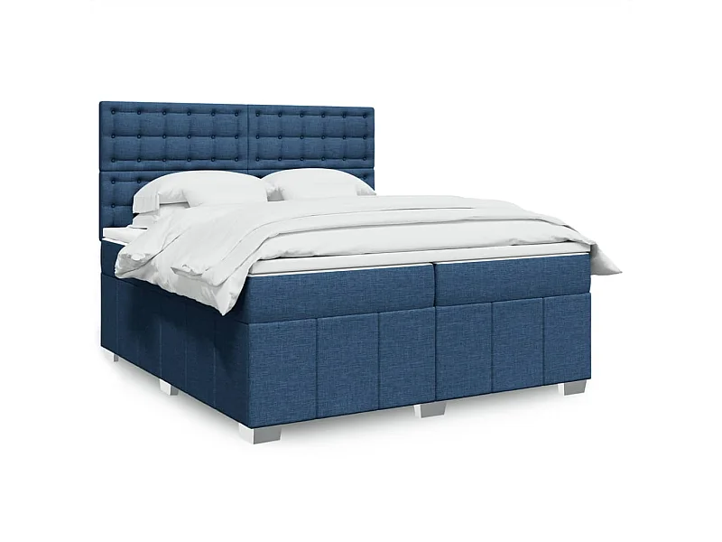 Boxspringbett mit Matratze Blau 200x200 cm Stoff