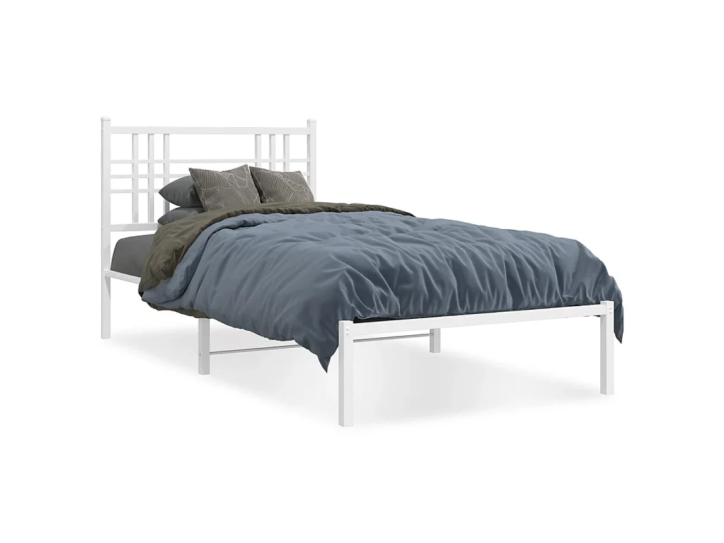 Giroletto con Testiera Metallo Bianco 107x203 cm