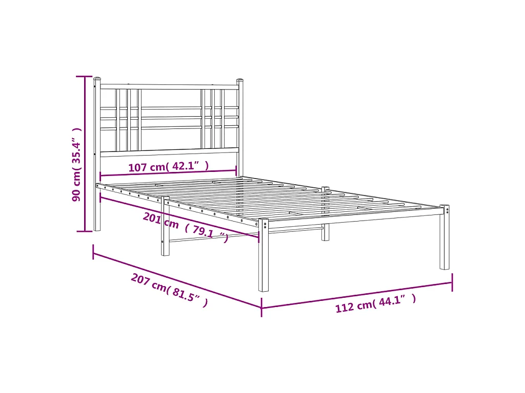 Giroletto con Testiera Metallo Bianco 107x203 cm