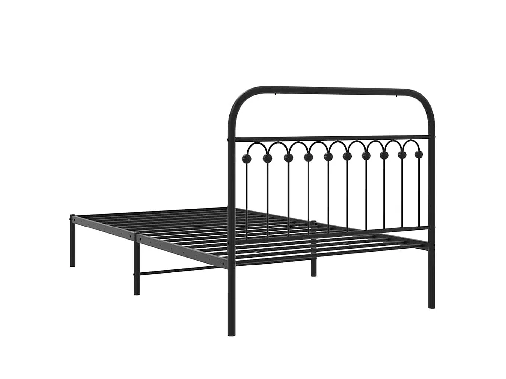 Bettgestell mit Kopfteil Metall Schwarz 107x203 cm