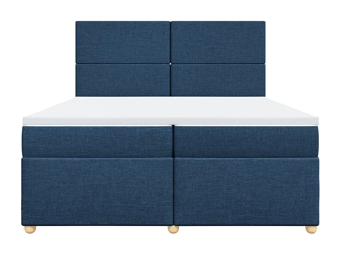 Cama box spring con colchón tela azul 200x200 cm
