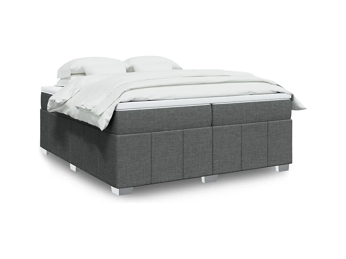 Giroletto a Molle con Materasso Grigio Scuro 200x200 cm Tessuto