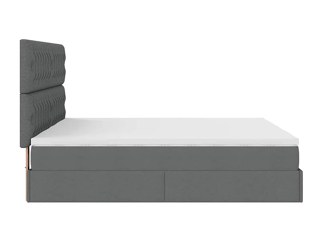 Cadre de lit ottoman avec matelas gris foncé 200x200cm tissu