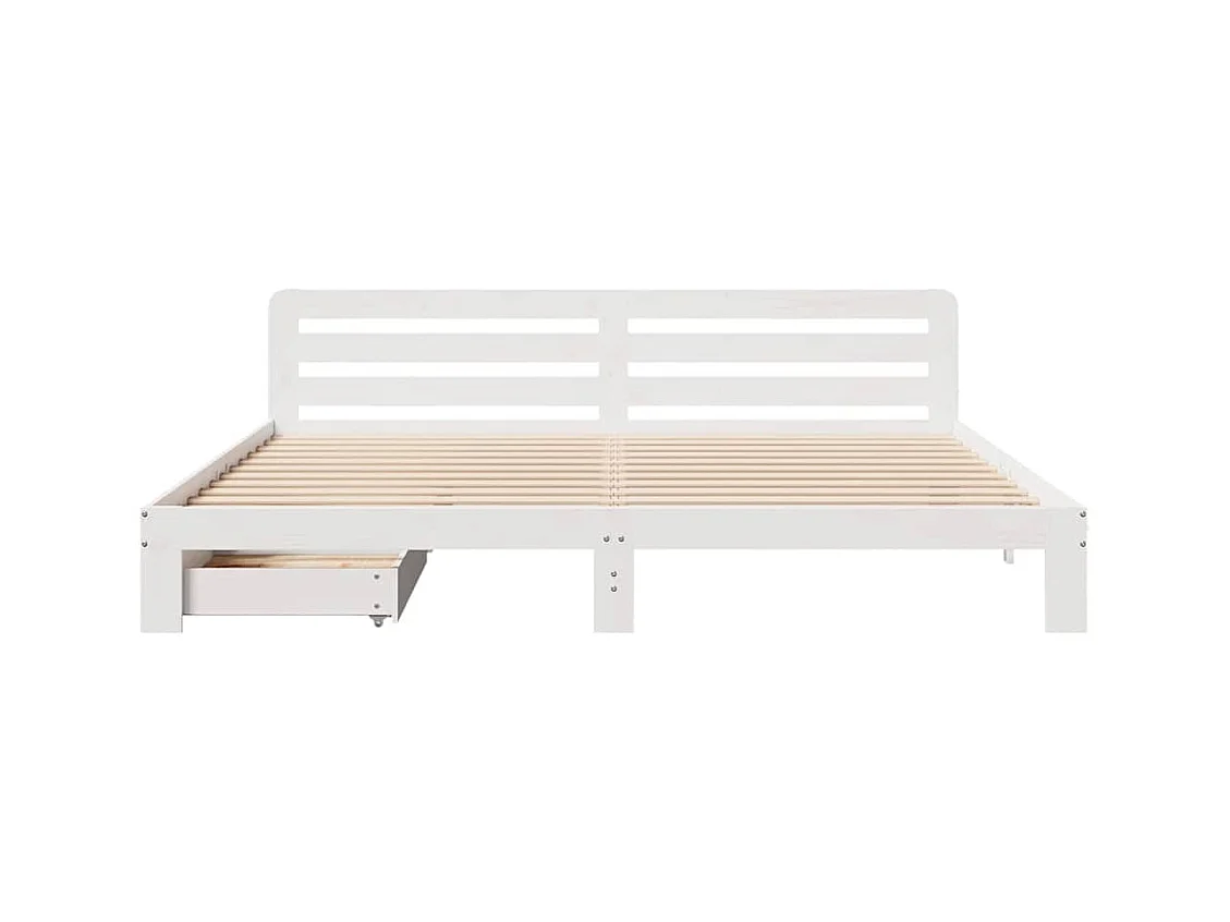 Cadre de lit sans matelas blanc 200x200 cm bois massif de pin