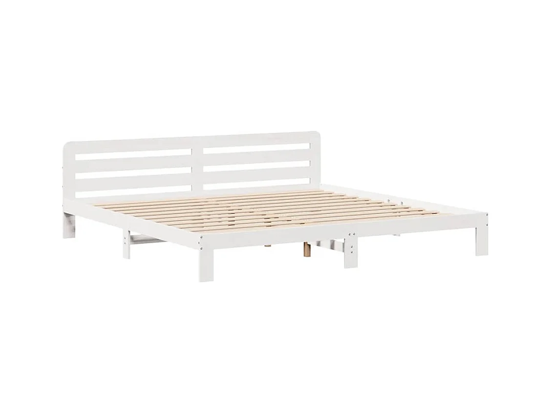 Cadre de lit sans matelas blanc 200x200 cm bois massif de pin
