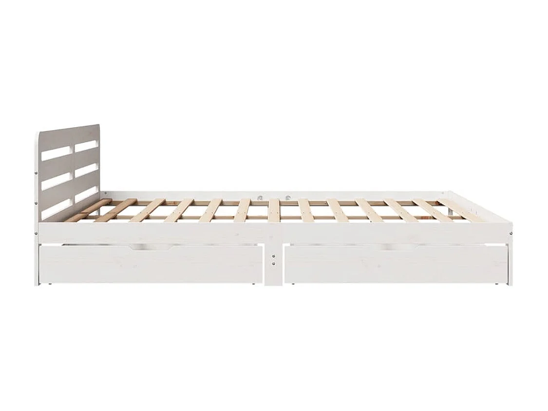 Cadre de lit sans matelas blanc 200x200 cm bois massif de pin