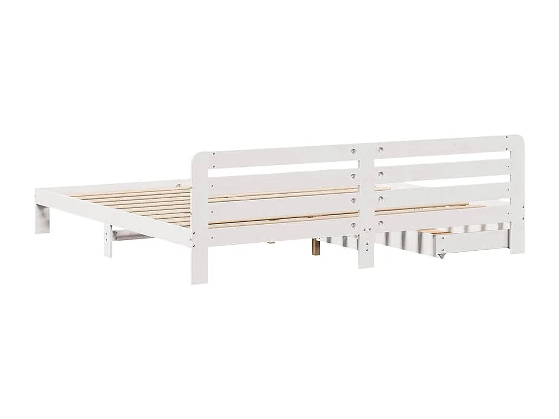 Cadre de lit sans matelas blanc 200x200 cm bois massif de pin