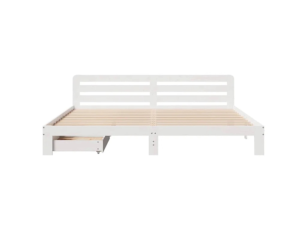 Cadre de lit sans matelas blanc 200x200 cm bois massif de pin