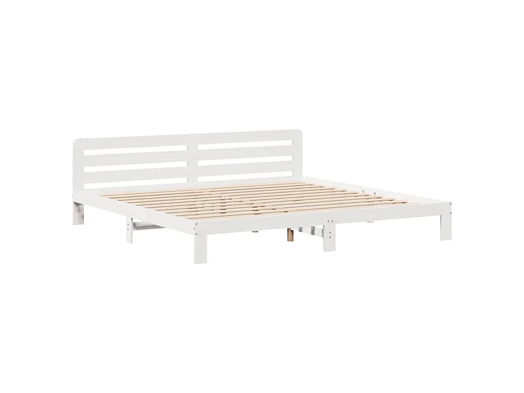 Cadre de lit sans matelas blanc 200x200 cm bois massif de pin