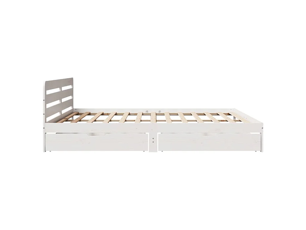 Cadre de lit sans matelas blanc 200x200 cm bois massif de pin