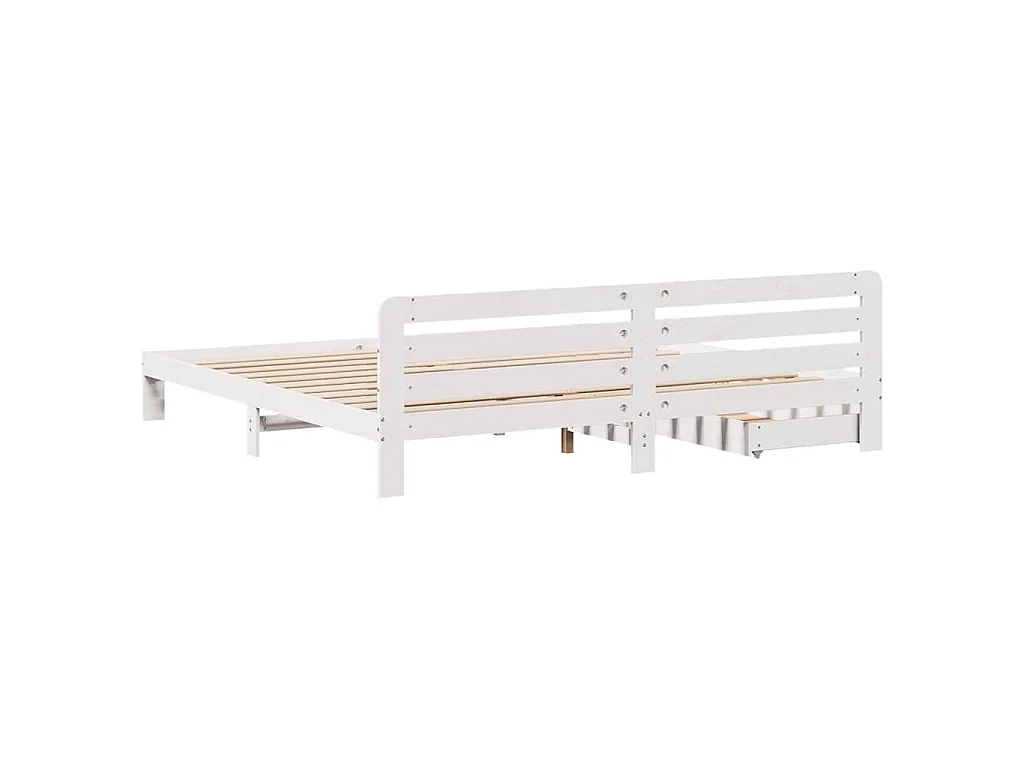 Cadre de lit sans matelas blanc 200x200 cm bois massif de pin