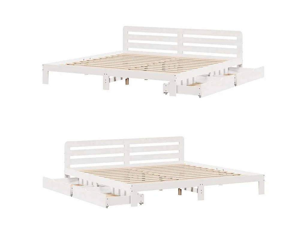 Cadre de lit sans matelas blanc 200x200 cm bois massif de pin