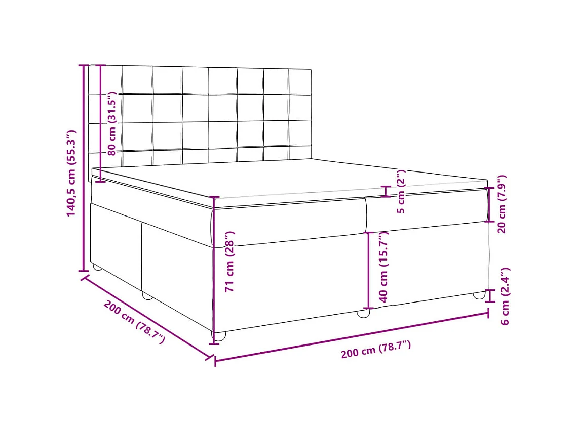 Boxspringbett mit Matratze Schwarz 200x200 cm Stoff
