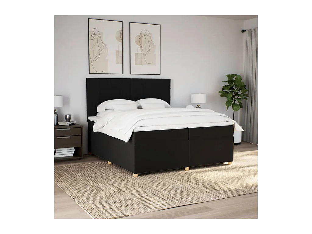 Boxspringbett mit Matratze Schwarz 200x200 cm Stoff