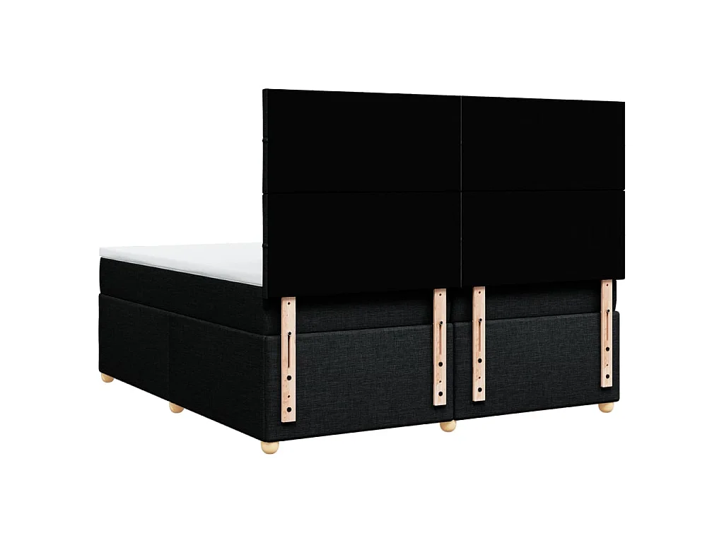 Cama box spring con colchón tela negro 200x200 cm