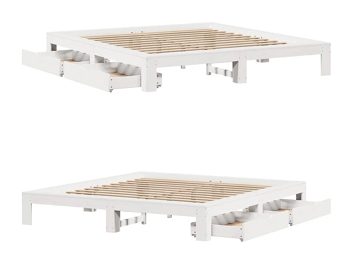 Giroletto senza Materasso Bianco 200x200 cm Legno Massello Pino