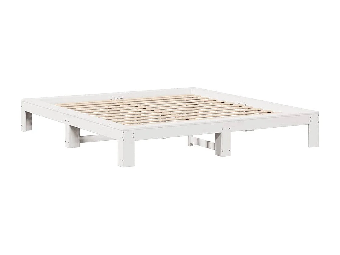 Cadre de lit sans matelas blanc 200x200 cm bois massif de pin