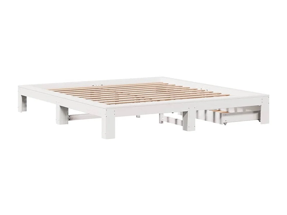Cadre de lit sans matelas blanc 200x200 cm bois massif de pin