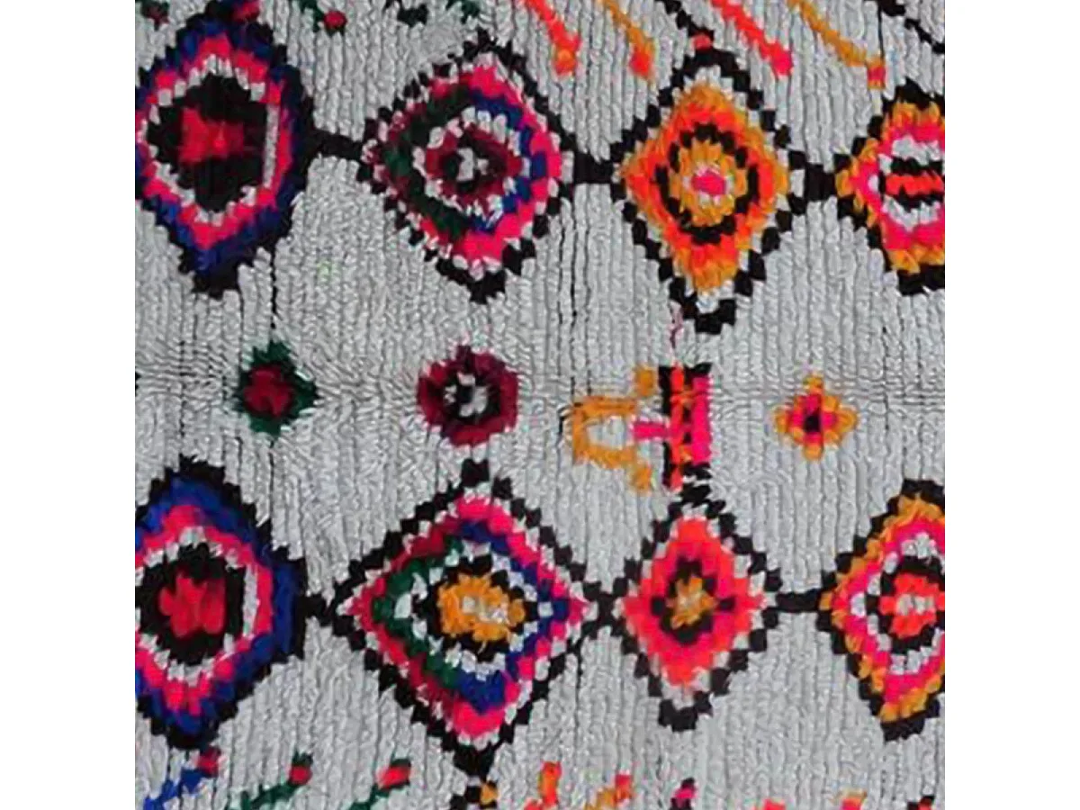 Authentique tapis berbère 150x315 fait main en laine gris et jaune RICH