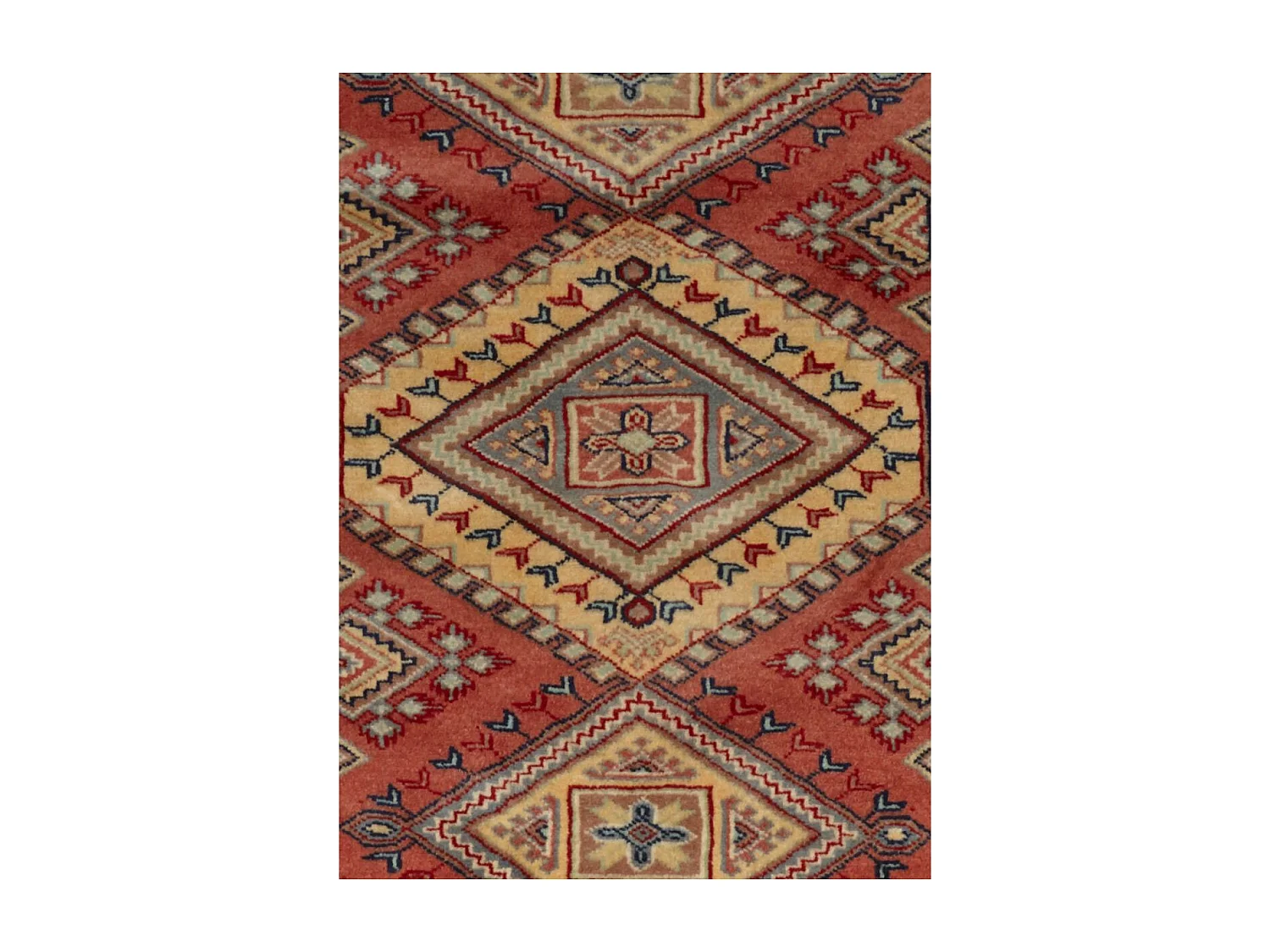 Authentique tapis d'Orient 90x165 fait main en laine rouge MULTAN 7