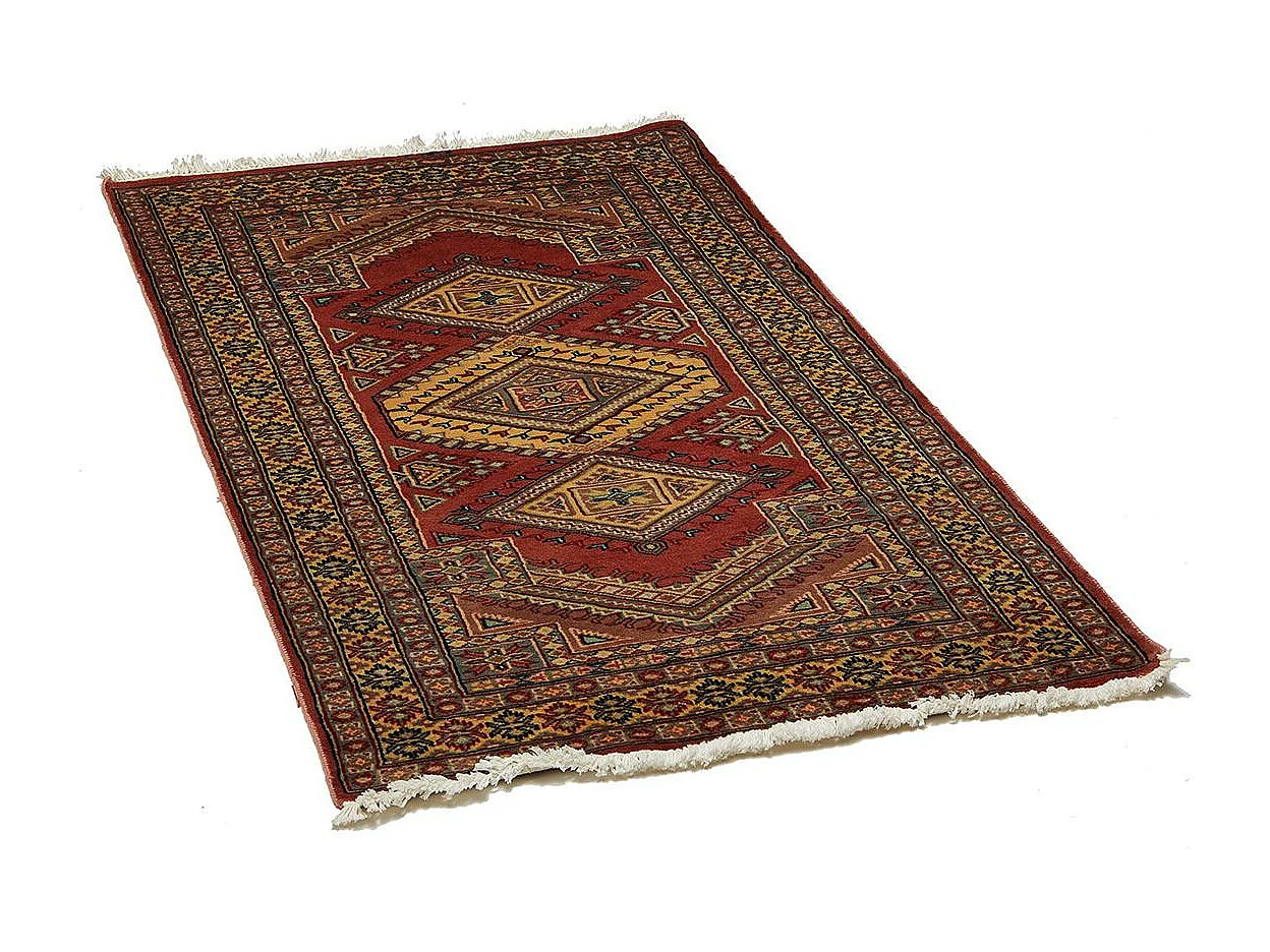Authentique tapis d'Orient 90x165 fait main en laine rouge MULTAN 7