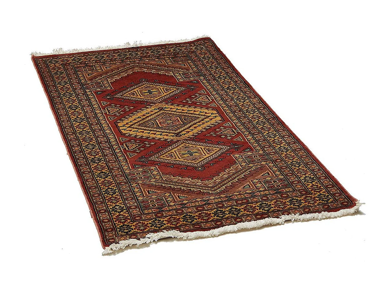 Authentique tapis d'Orient 90x165 fait main en laine rouge MULTAN 7