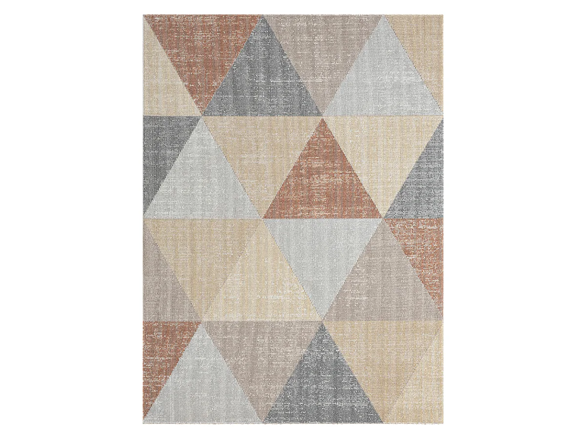 Tapis extérieur 160x220 tissé kilim jaune et gris SOYEUX F