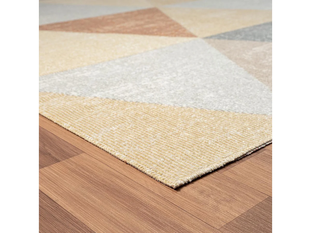 Tapis extérieur 160x220 tissé kilim jaune et gris SOYEUX F