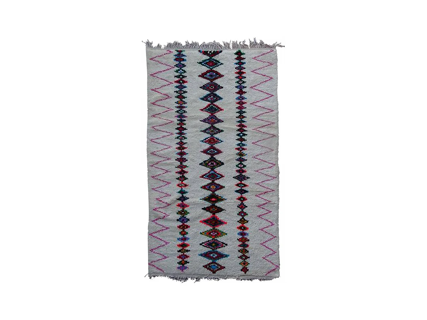 Authentique tapis berbère 155x270 fait main en laine gris et rouge BOUJAD