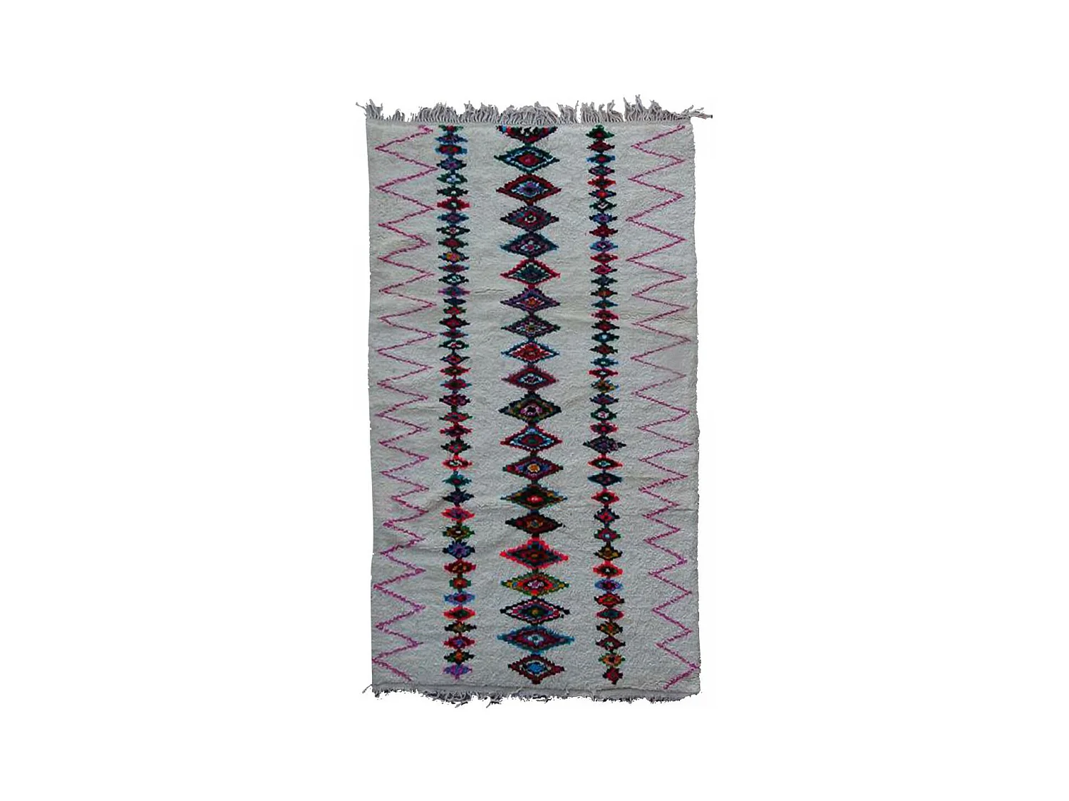 Authentique tapis berbère 155x270 fait main en laine gris et rouge BOUJAD